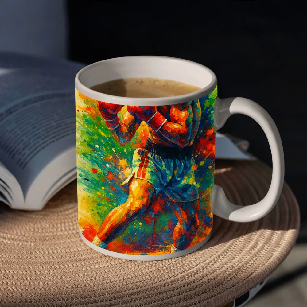 Boxer Fighter Colorful Splash Paint Art – Mugs