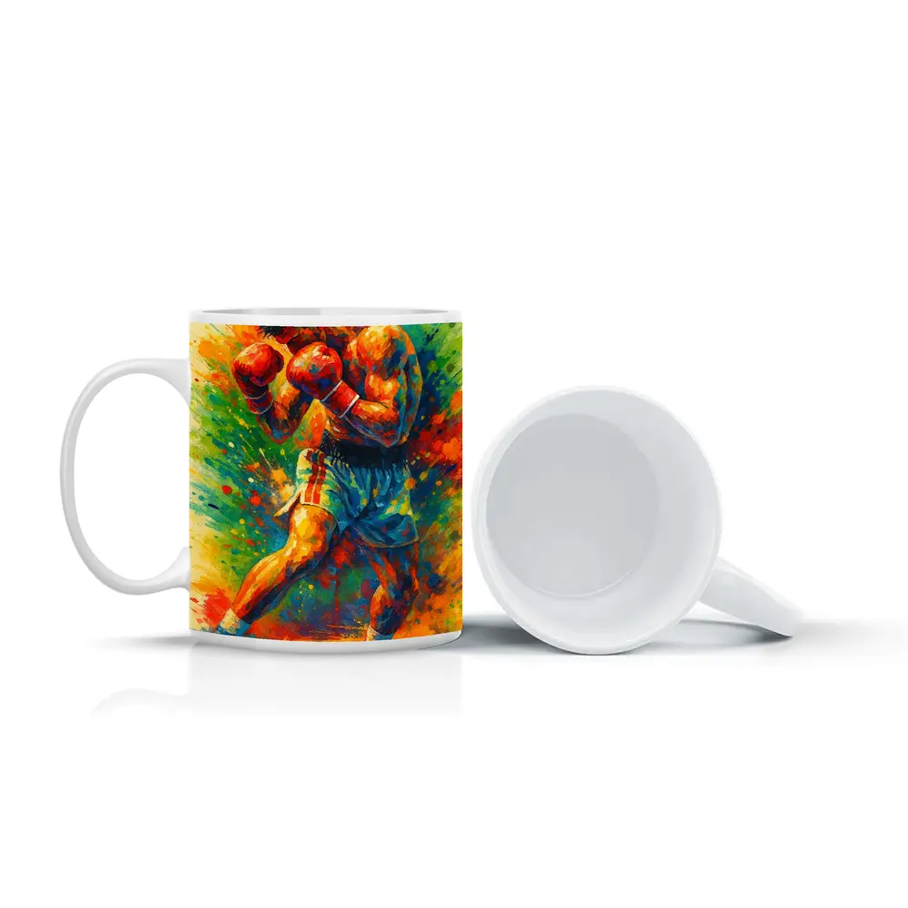 Boxer Fighter Colorful Splash Paint Art – Mugs