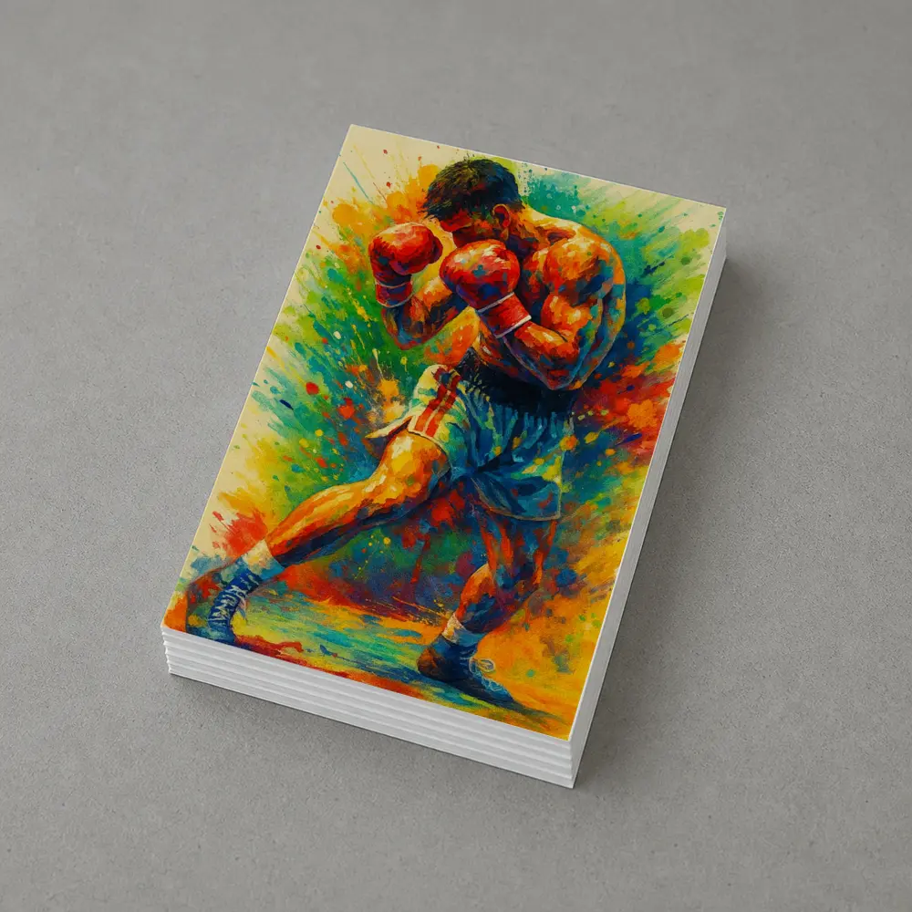 Boxer Fighter Colorful Splash Paint Art – Postcards
