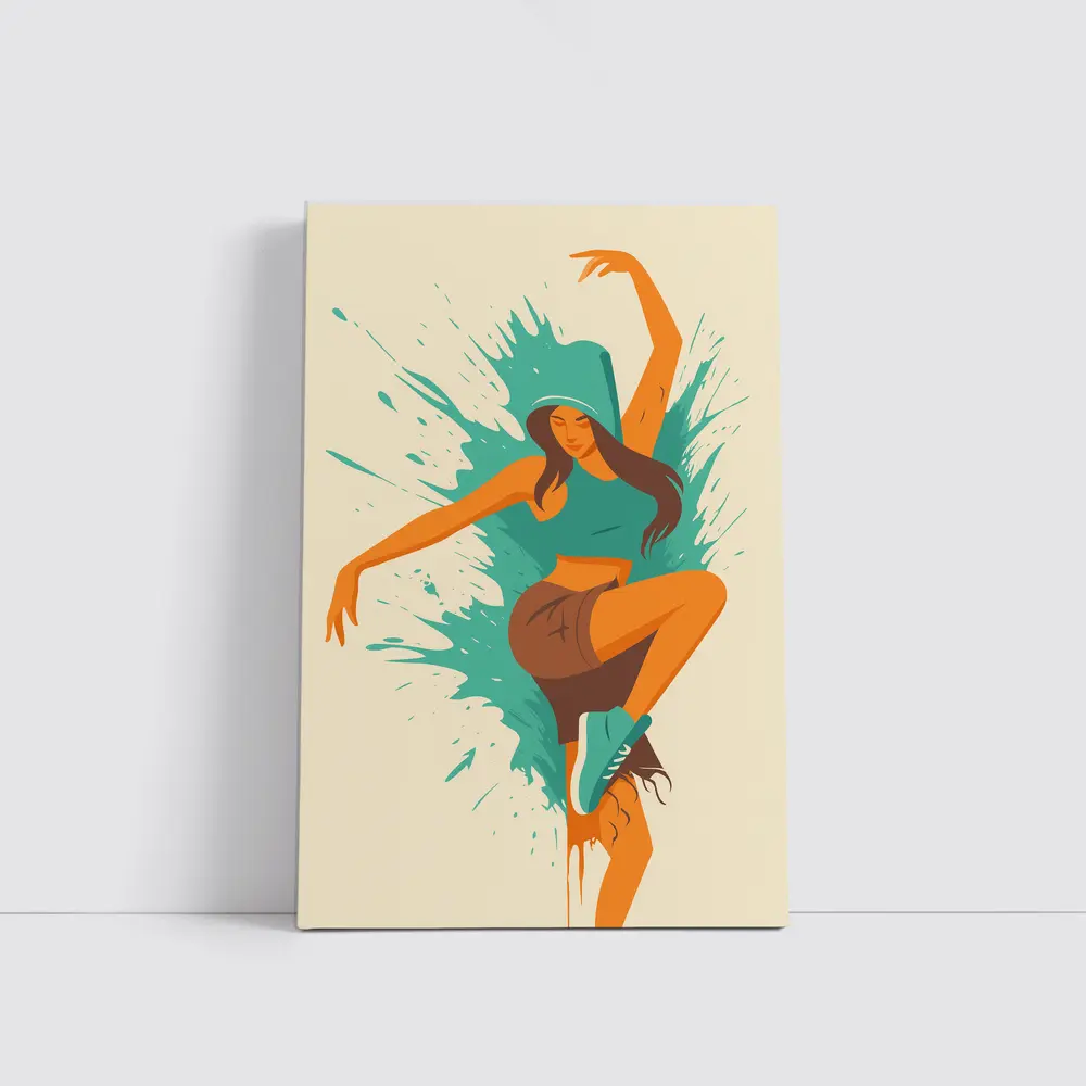 Hip Hop Dancer Girl Teal Paint Splash – Wall Art