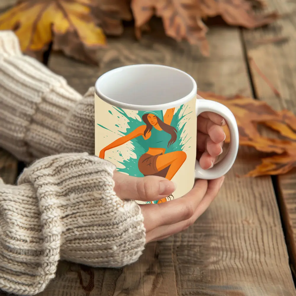 Hip Hop Dancer Girl Teal Paint Splash – Mugs