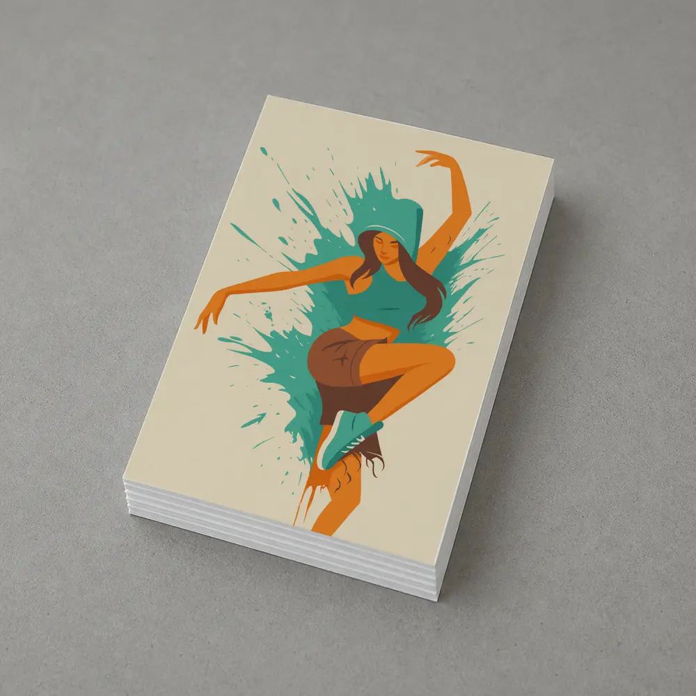 Hip Hop Dancer Girl Teal Paint Splash – Postcards