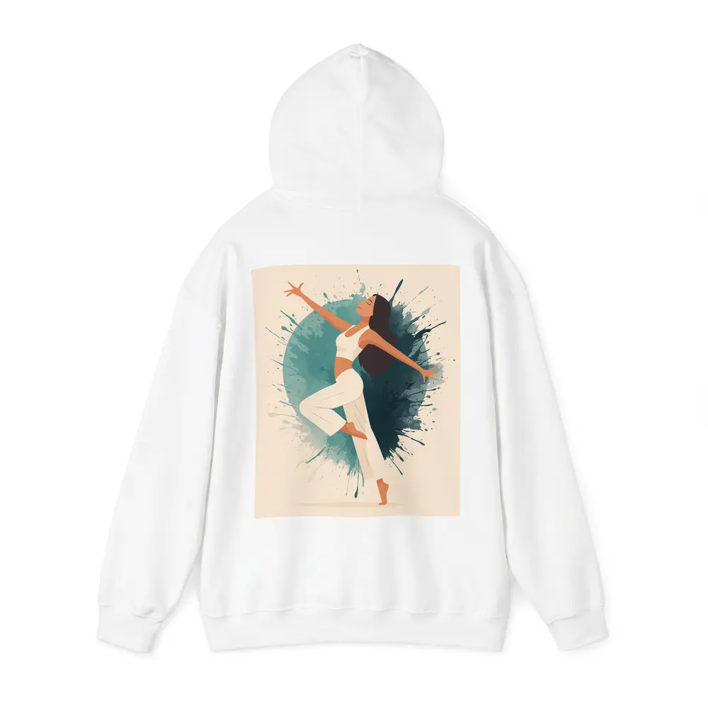 Woman Dancing Watercolor Splash Teal Background – Hoodies