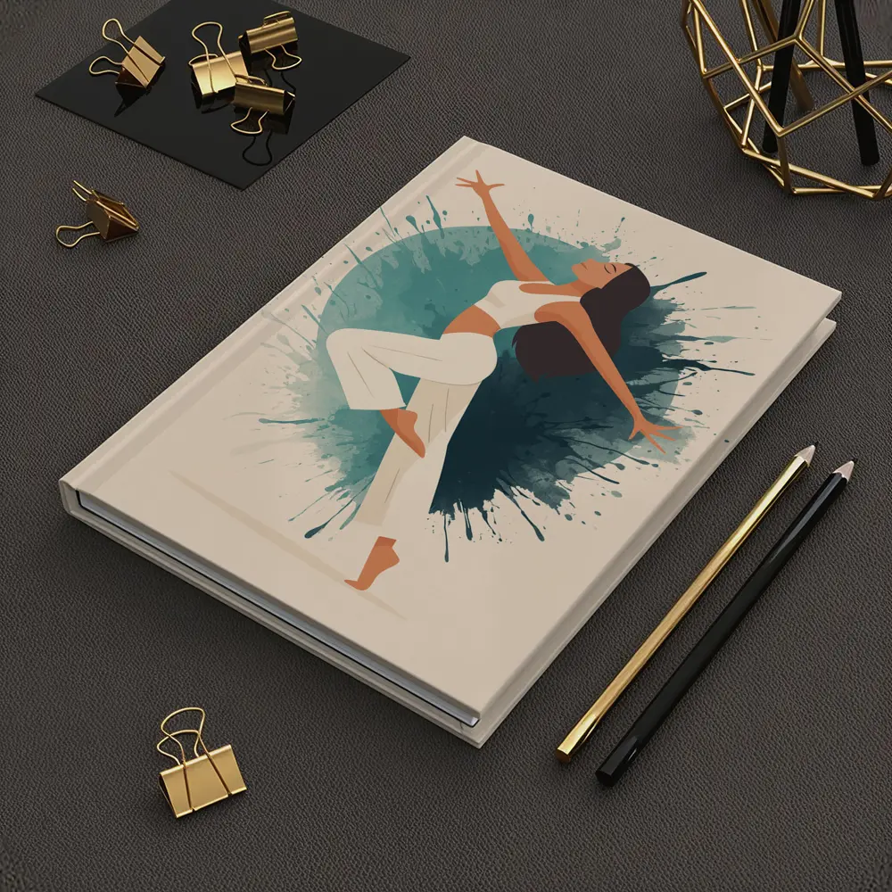 Woman Dancing Watercolor Splash Teal Background – Notebooks