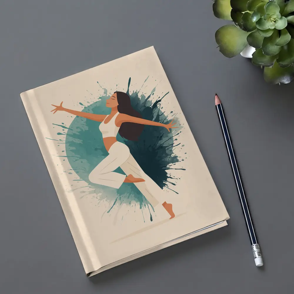 Woman Dancing Watercolor Splash Teal Background – Notebooks
