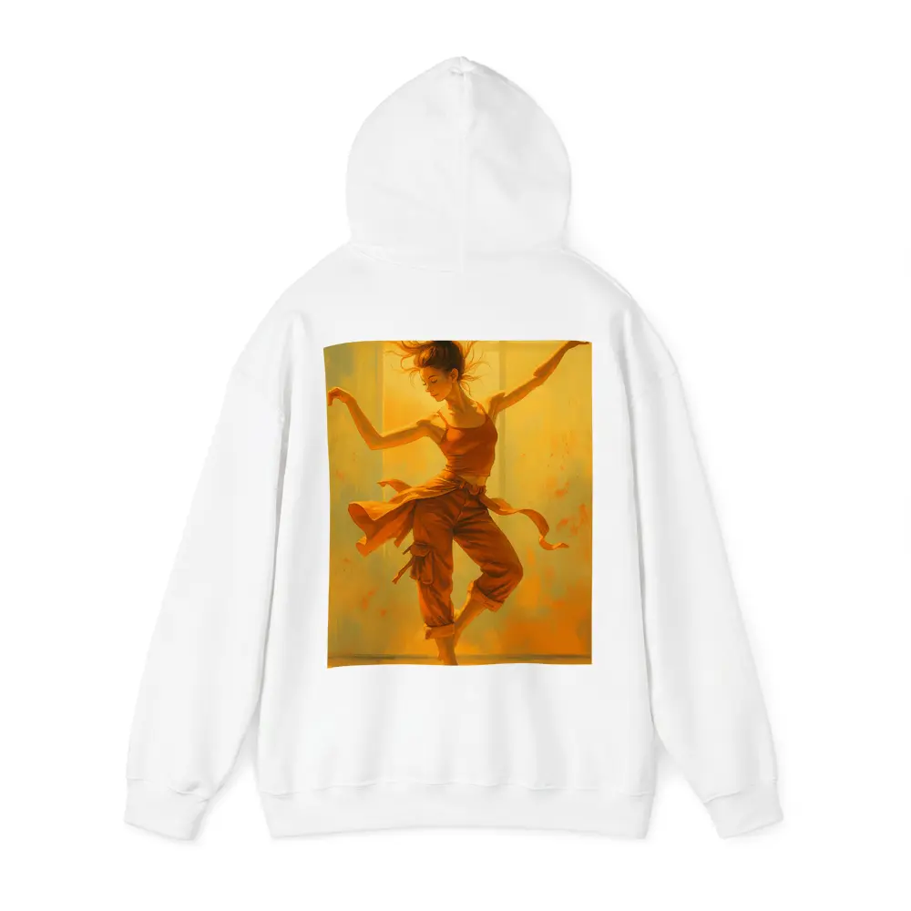 Dancing Woman Warm Golden Yellow Background Art – Hoodies