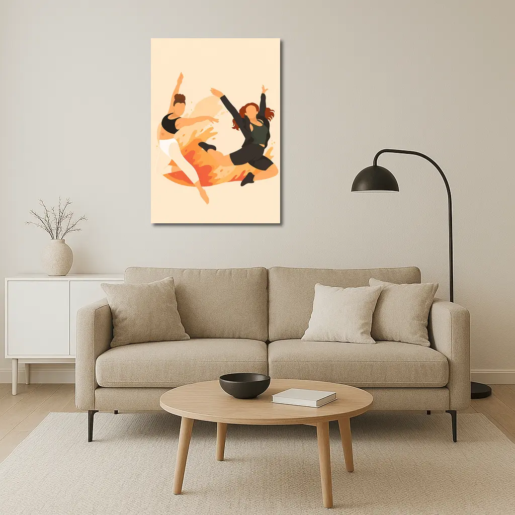 Two Women Dancing Flat Art Style – Wall Art