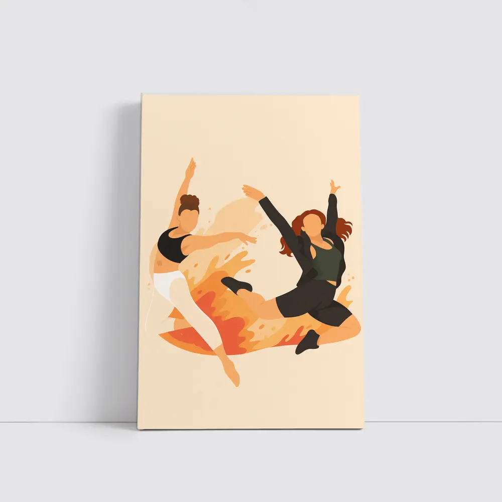 Two Women Dancing Flat Art Style – Wall Art