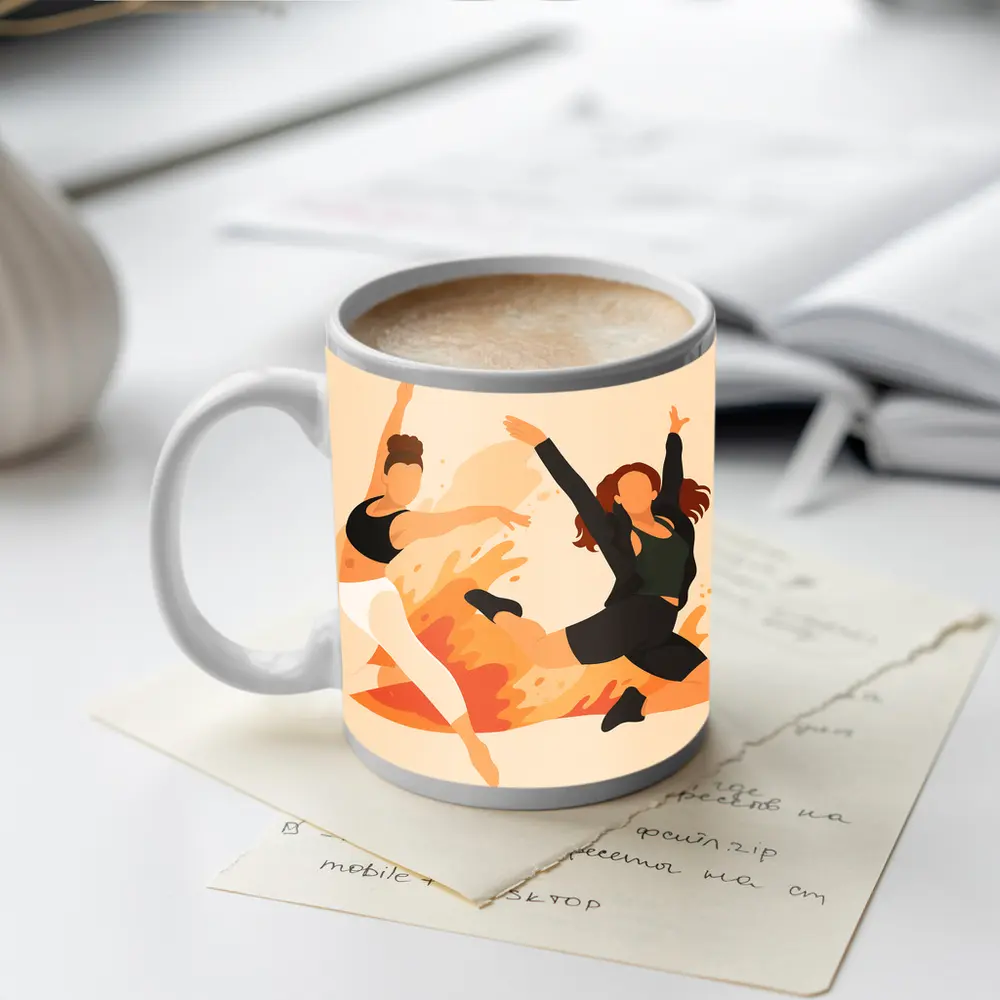 Two Women Dancing Flat Art Style – Mugs