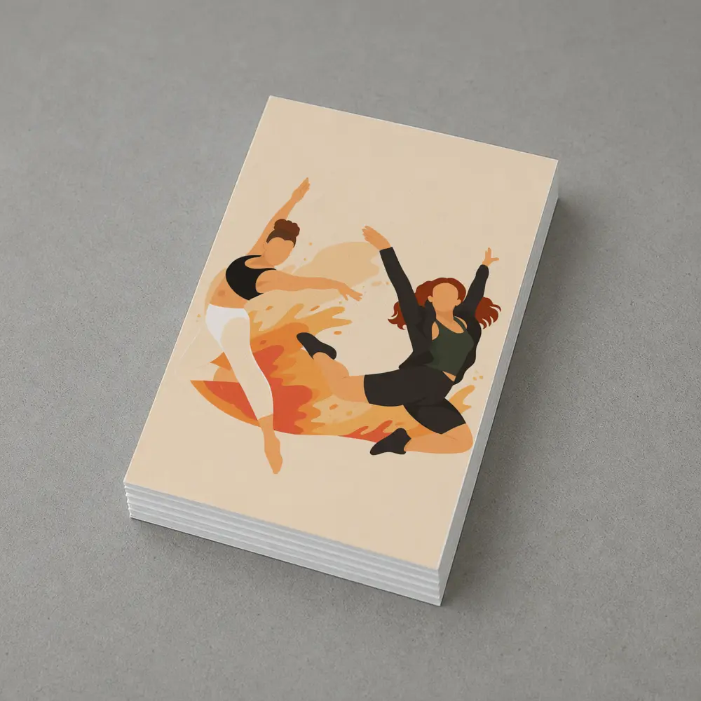 Two Women Dancing Flat Art Style – Postcards
