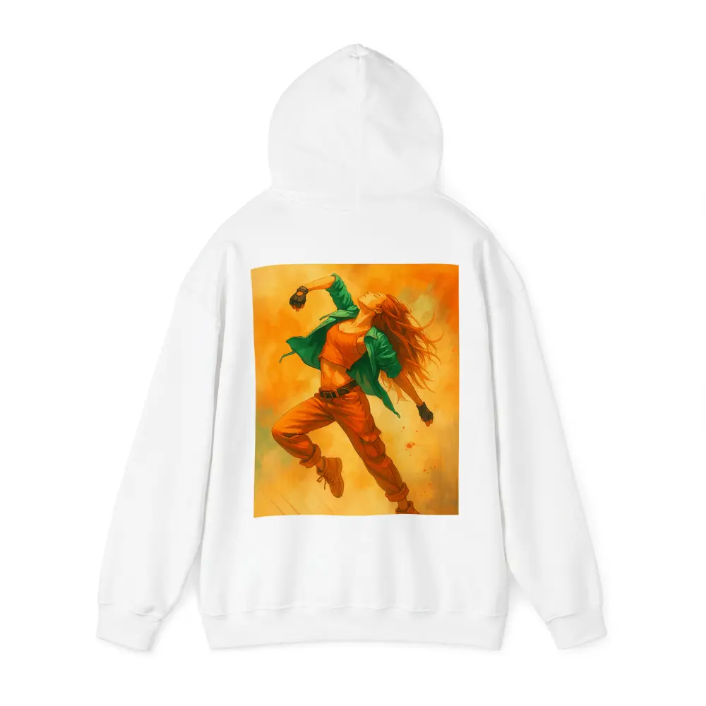 Hip Hop Dancer Girl Orange Watercolor Background – Hoodies