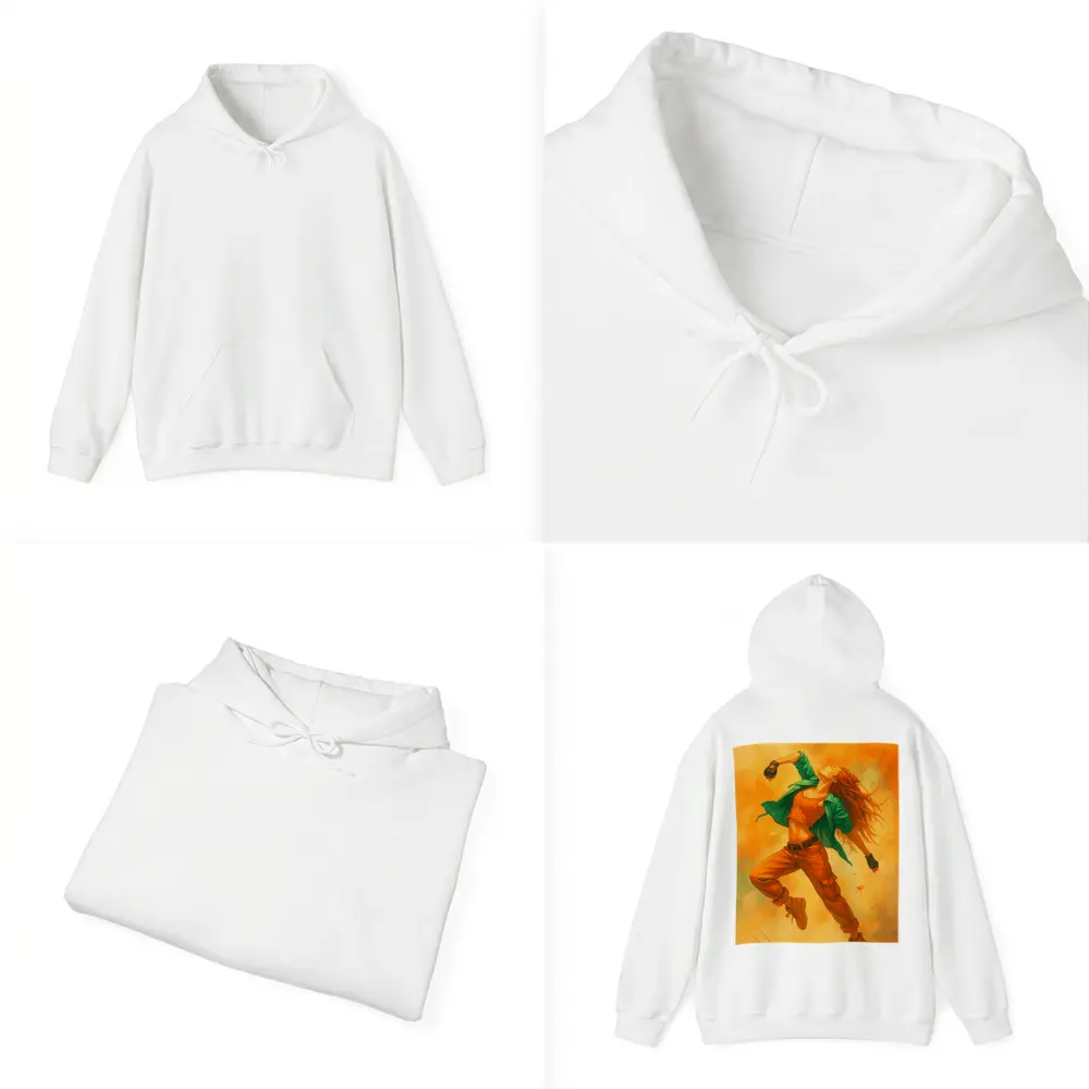 Hip Hop Dancer Girl Orange Watercolor Background – Hoodies