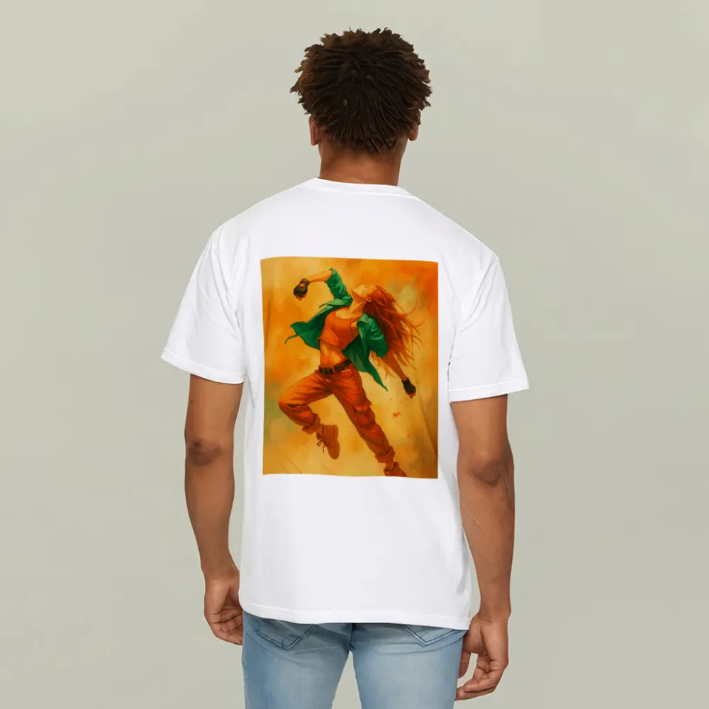 Hip Hop Dancer Girl Orange Watercolor Background – T-Shirts