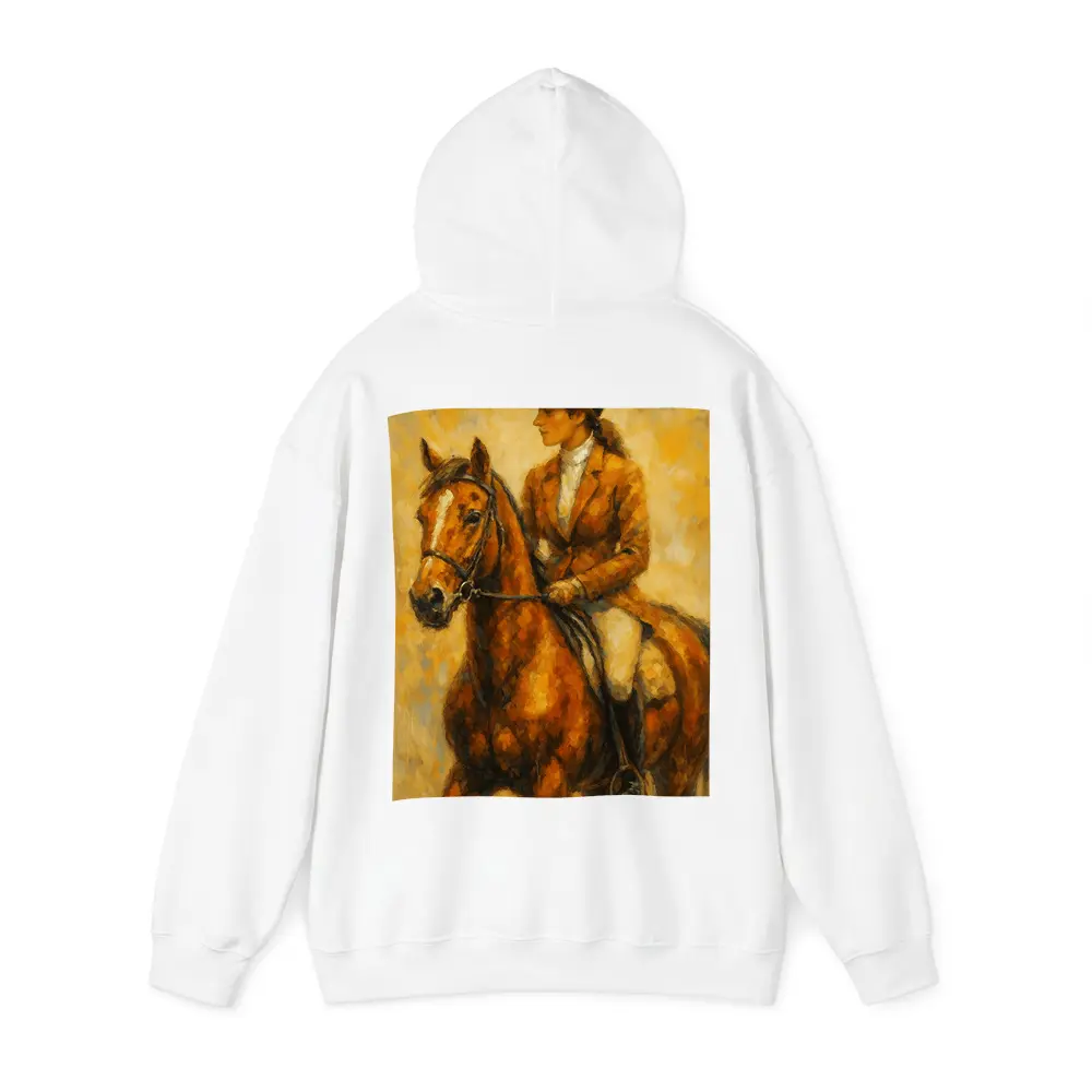 Equestrian Woman Riding Chestnut Horse Oil Painting – Hoodies