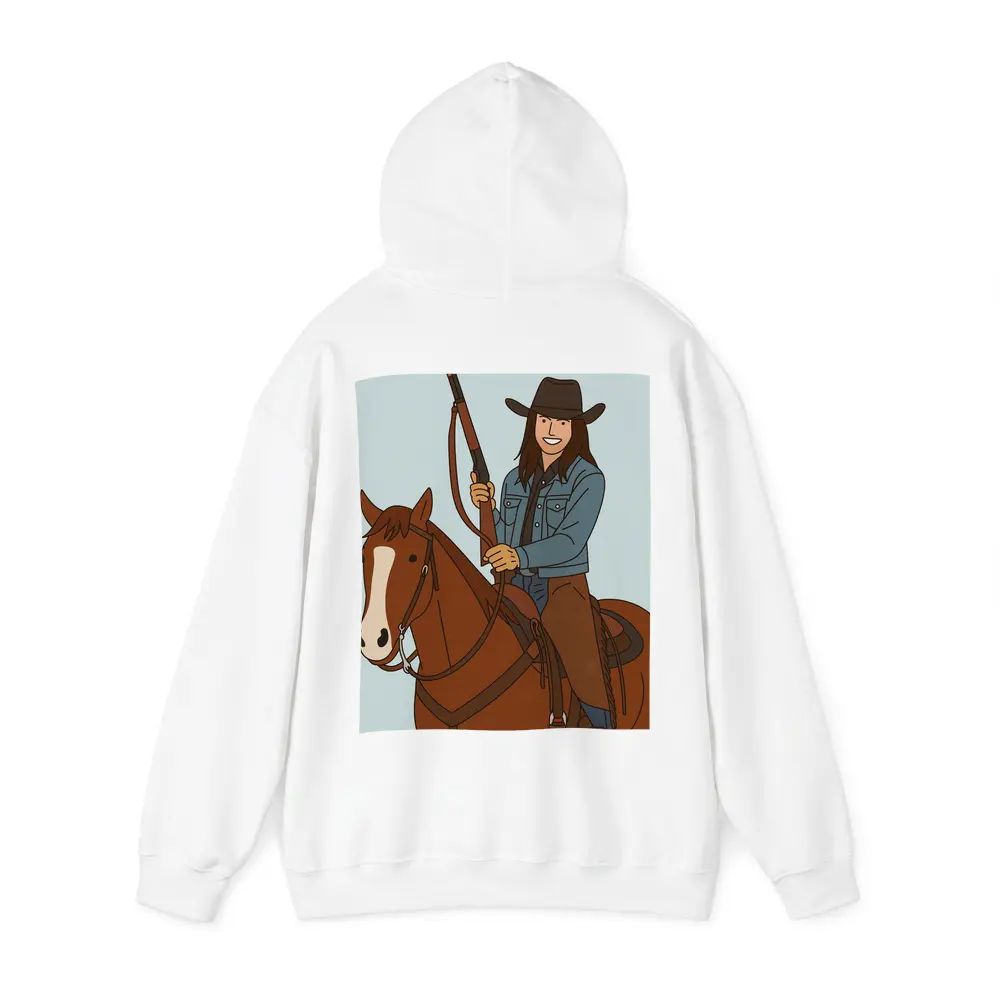 Cowgirl On Horseback With Rifle Cartoon – Hoodies