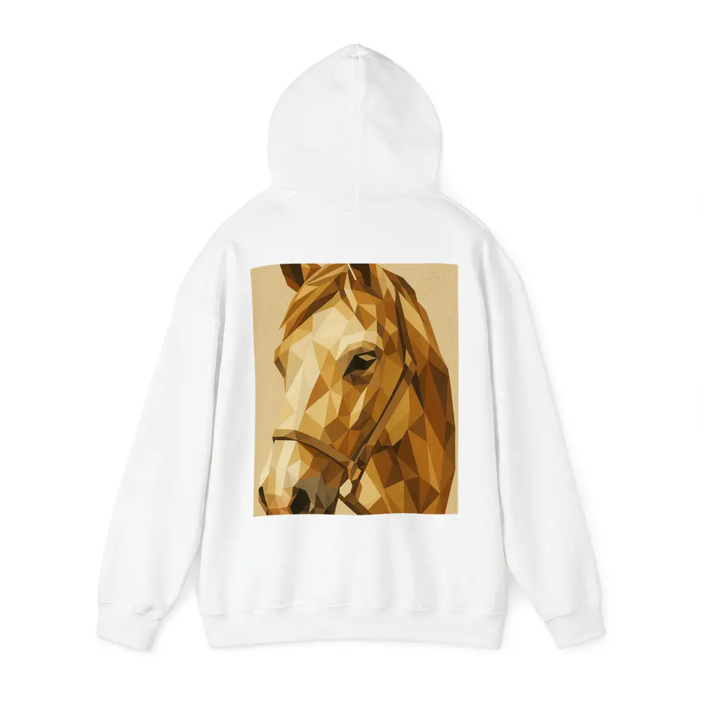 Low Poly Horse Portrait Warm Beige Background – Hoodies