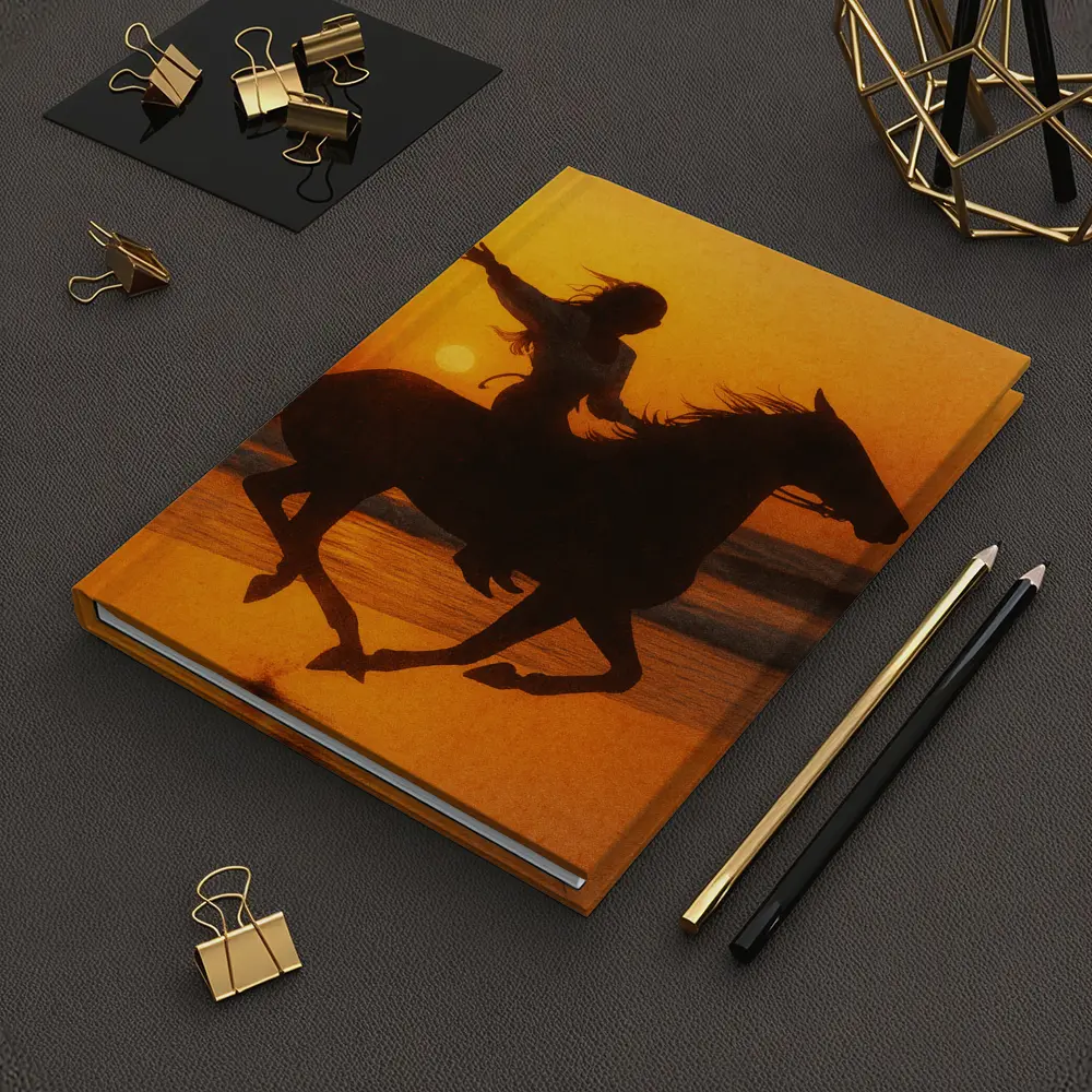 Woman Riding Horse Beach Sunset Silhouette – Notebooks