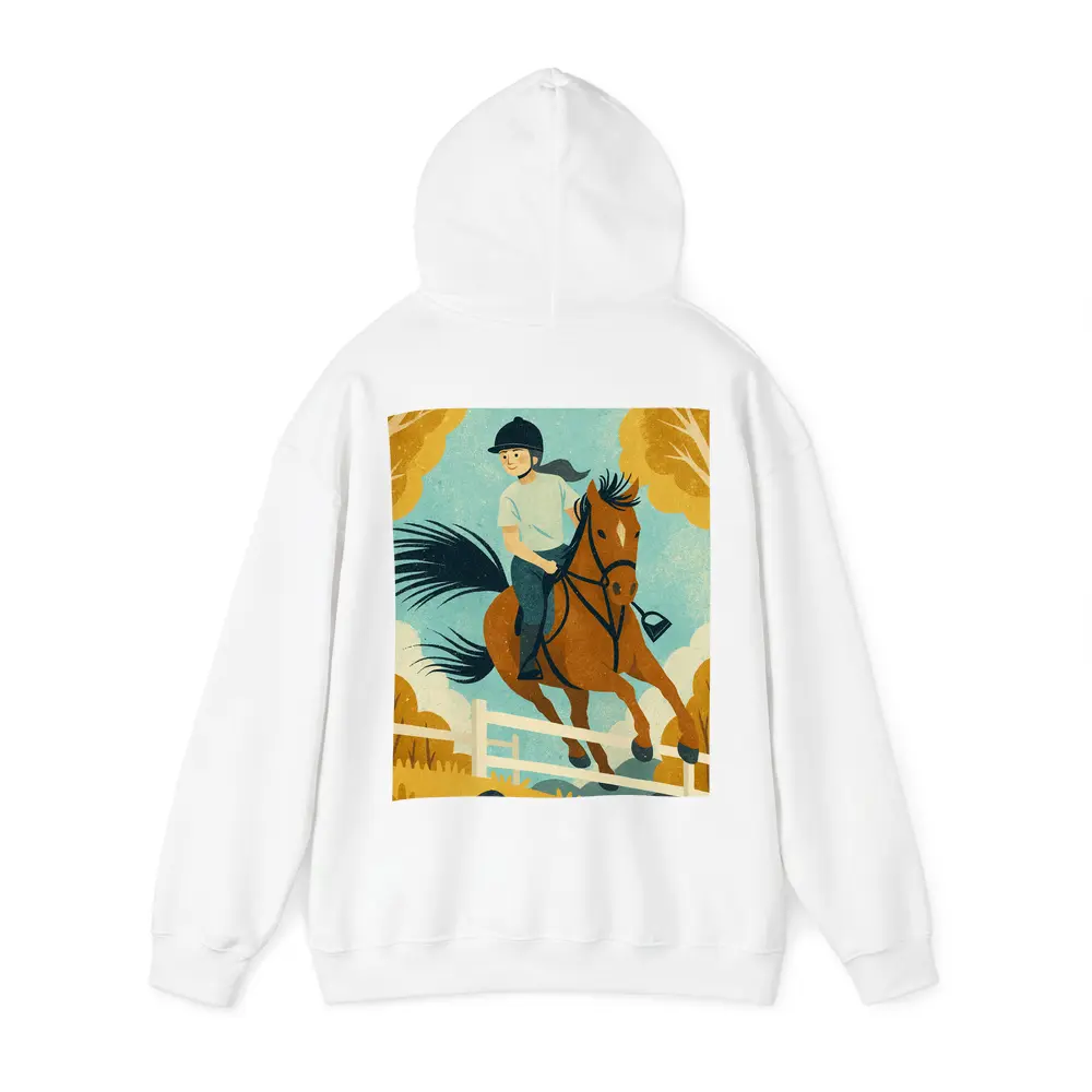 Girl Riding Horse Over Jump Autumn – Hoodies