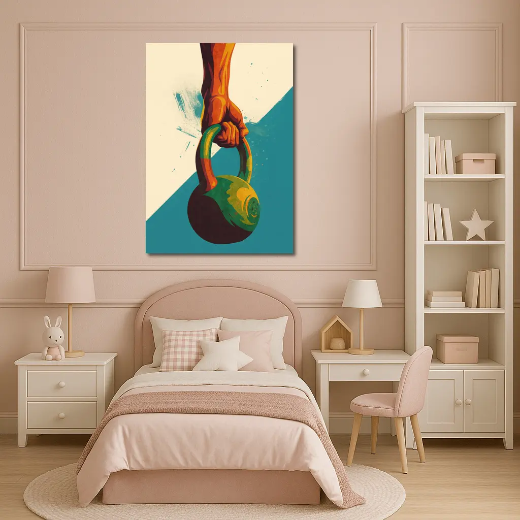 Kettlebell Grip Retro Fitness Illustration Art – Wall Art