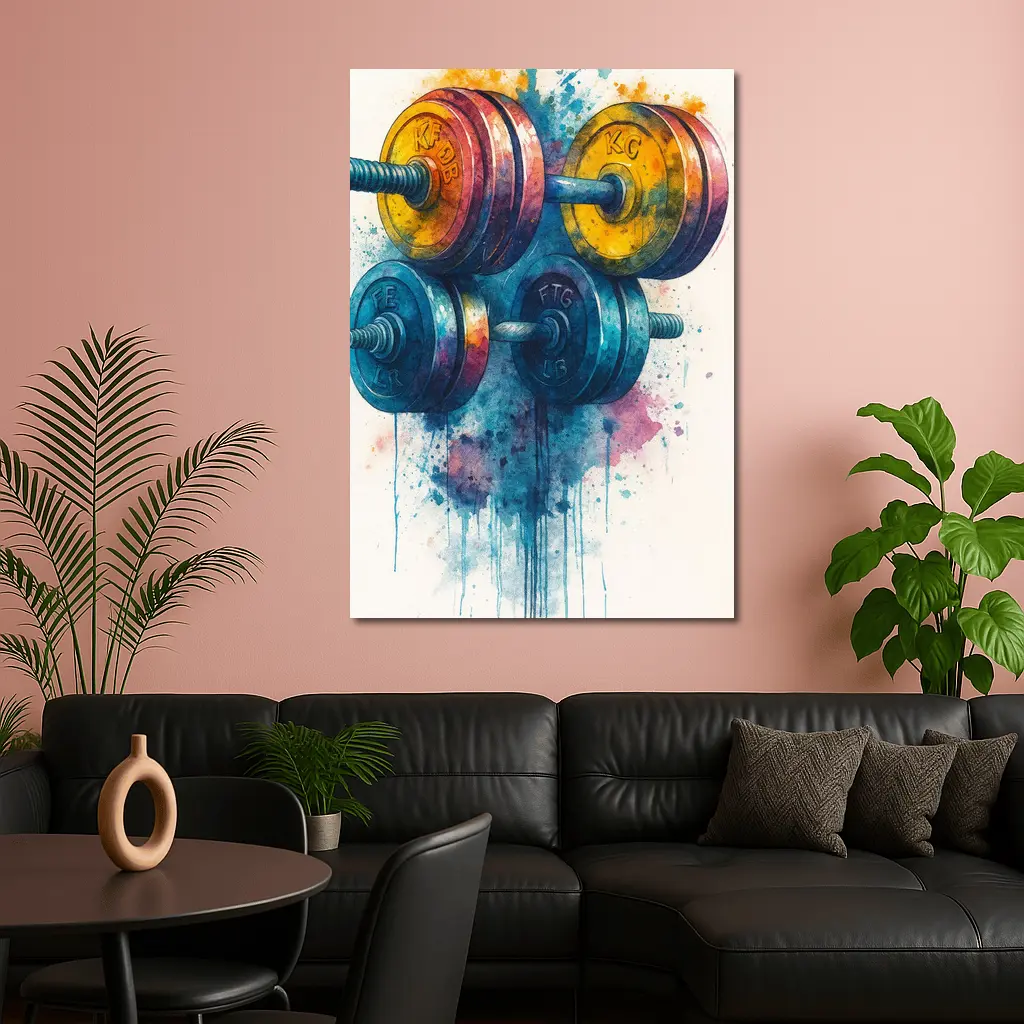 Colorful Watercolor Dumbbells Fitness Gym Art – Wall Art