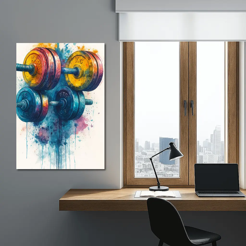Colorful Watercolor Dumbbells Fitness Gym Art – Wall Art