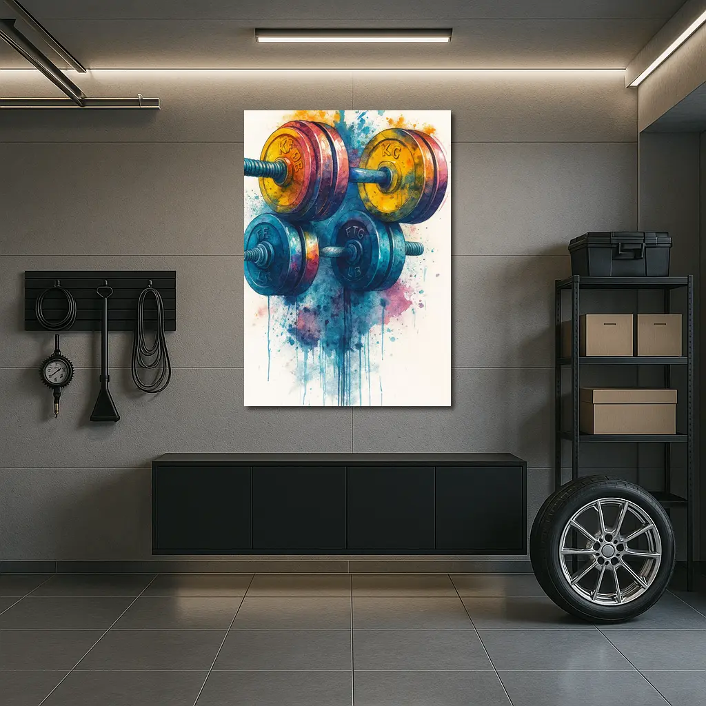 Colorful Watercolor Dumbbells Fitness Gym Art – Wall Art
