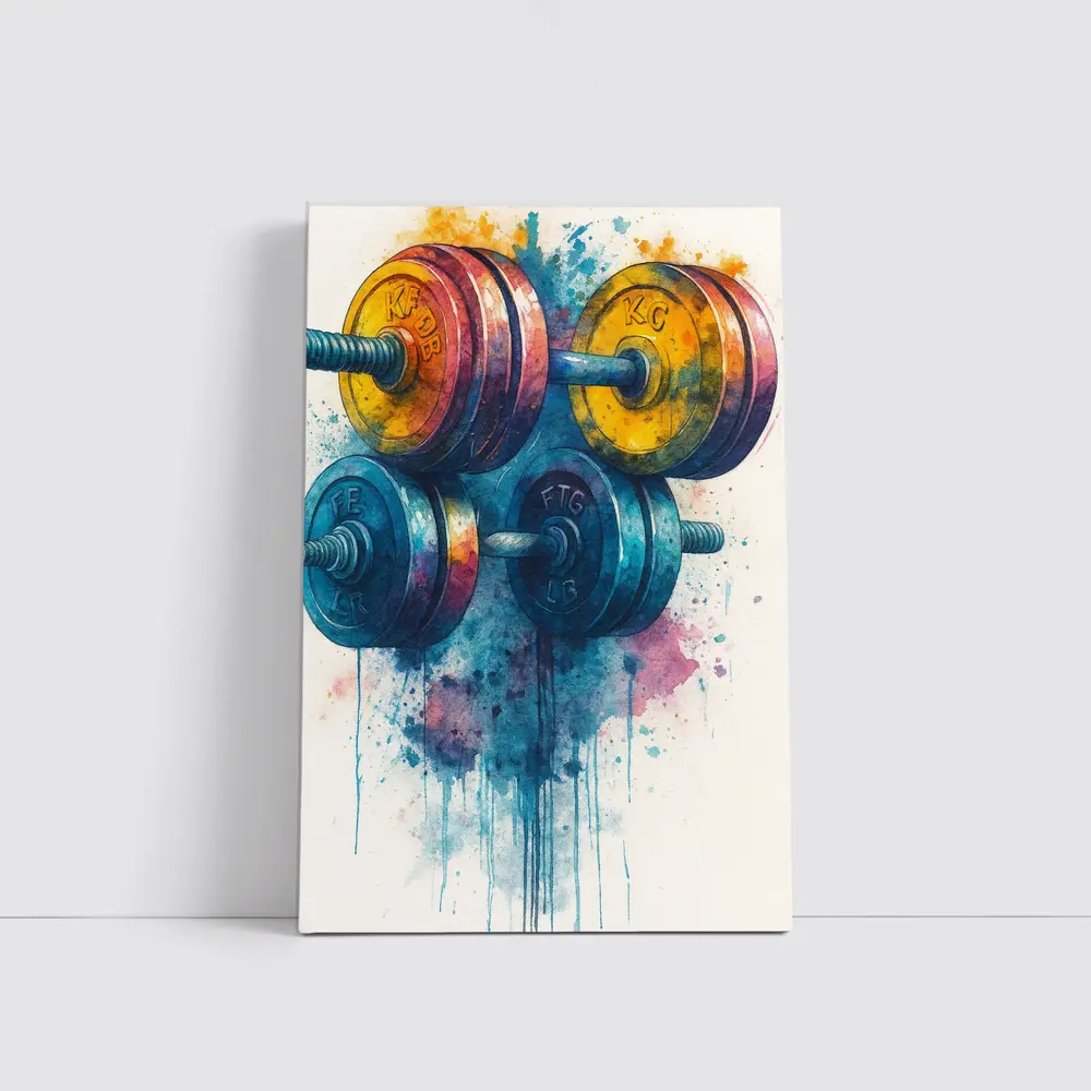 Colorful Watercolor Dumbbells Fitness Gym Art – Wall Art