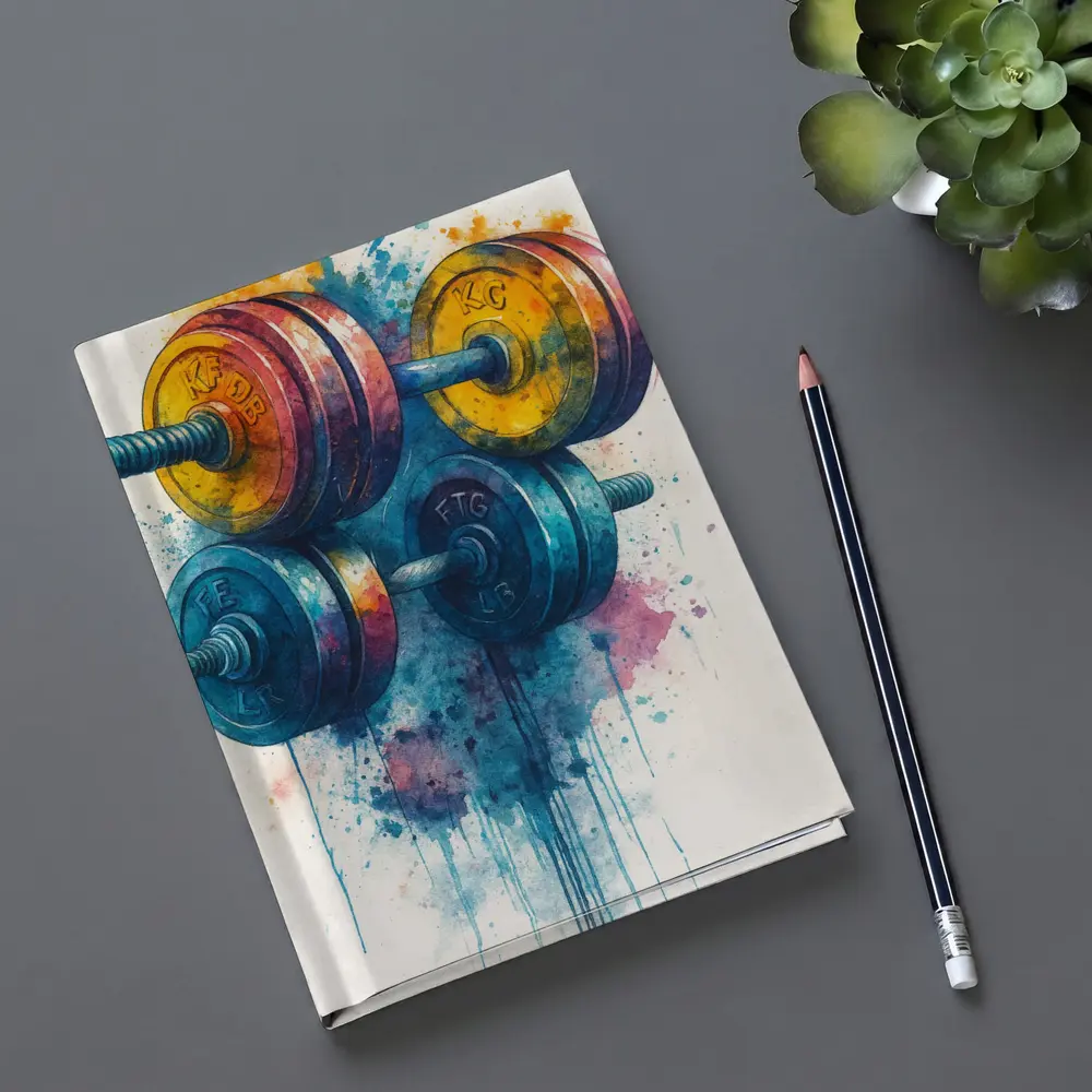 Colorful Watercolor Dumbbells Fitness Gym Art – Notebooks
