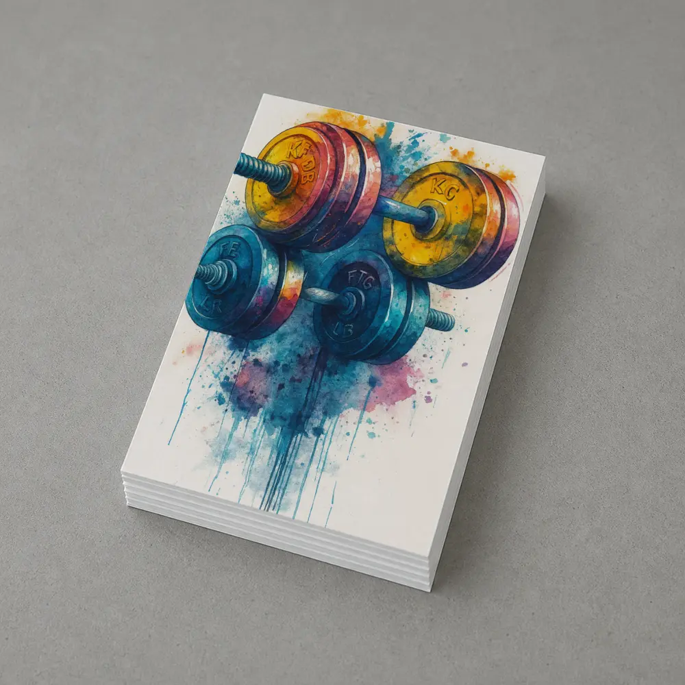 Colorful Watercolor Dumbbells Fitness Gym Art – Postcards