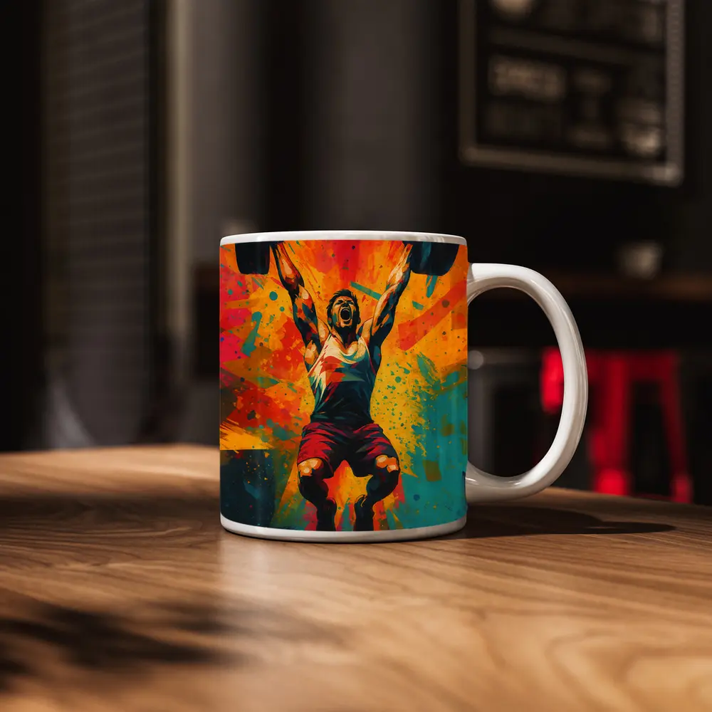 Weightlifter Snatch Colorful Explosive Pop Art – Mugs