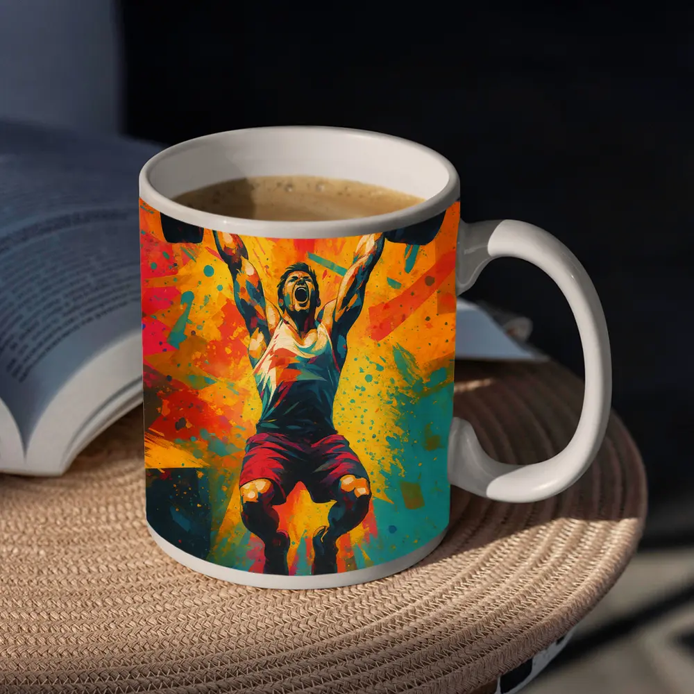 Weightlifter Snatch Colorful Explosive Pop Art – Mugs