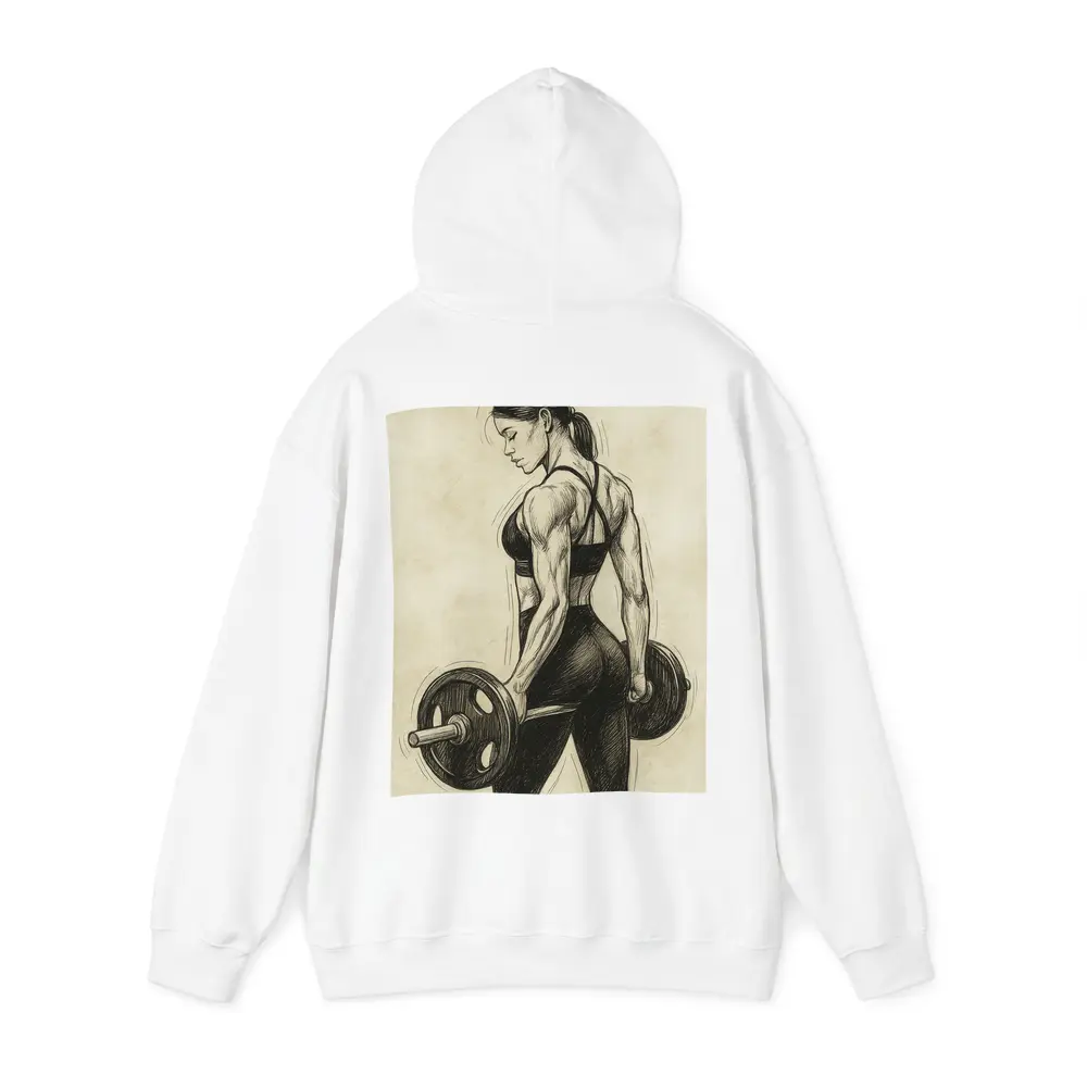 Strong Woman Lifting Barbell Sketch Art – Hoodies