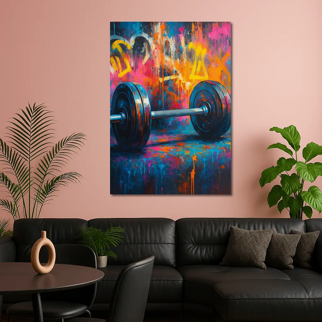 Dumbbell Graffiti Street Art Gym Painting – Wall Art