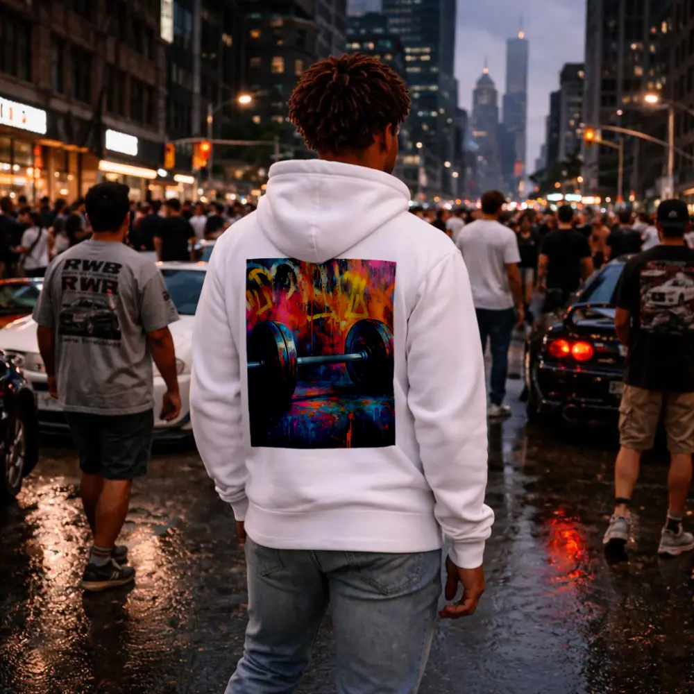 Dumbbell Graffiti Street Art Gym Painting – Hoodies