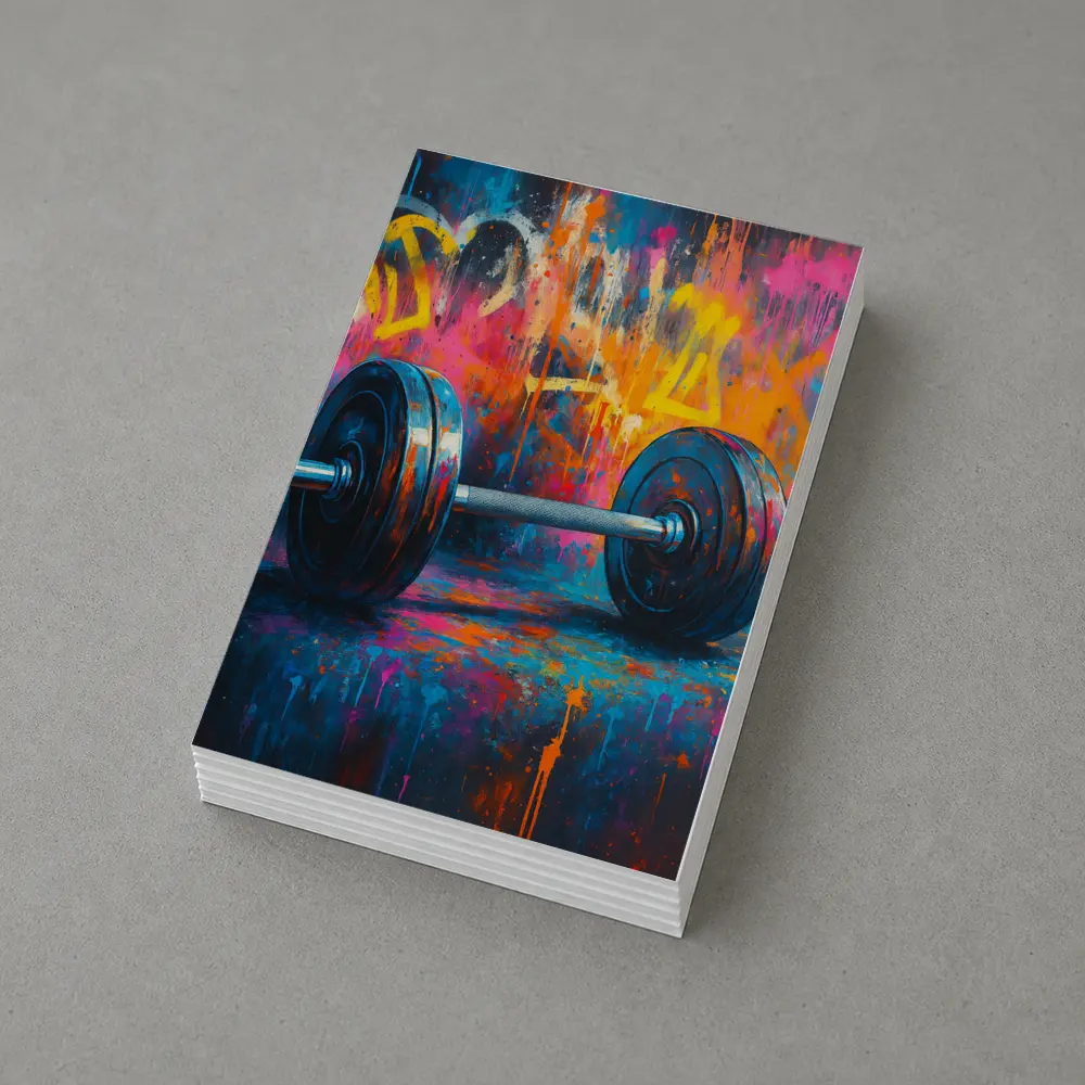 Dumbbell Graffiti Street Art Gym Painting – Postcards