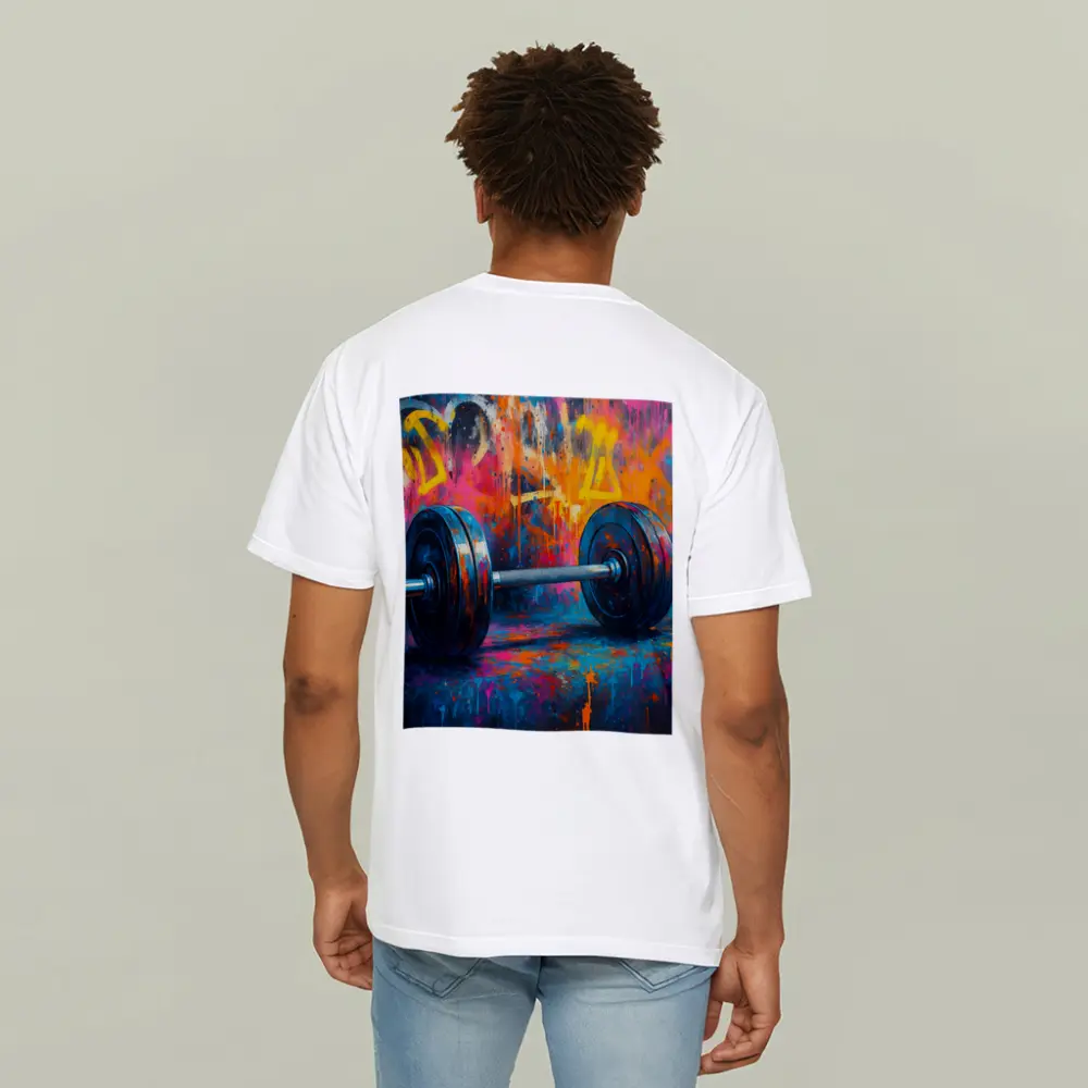Dumbbell Graffiti Street Art Gym Painting – T-Shirts