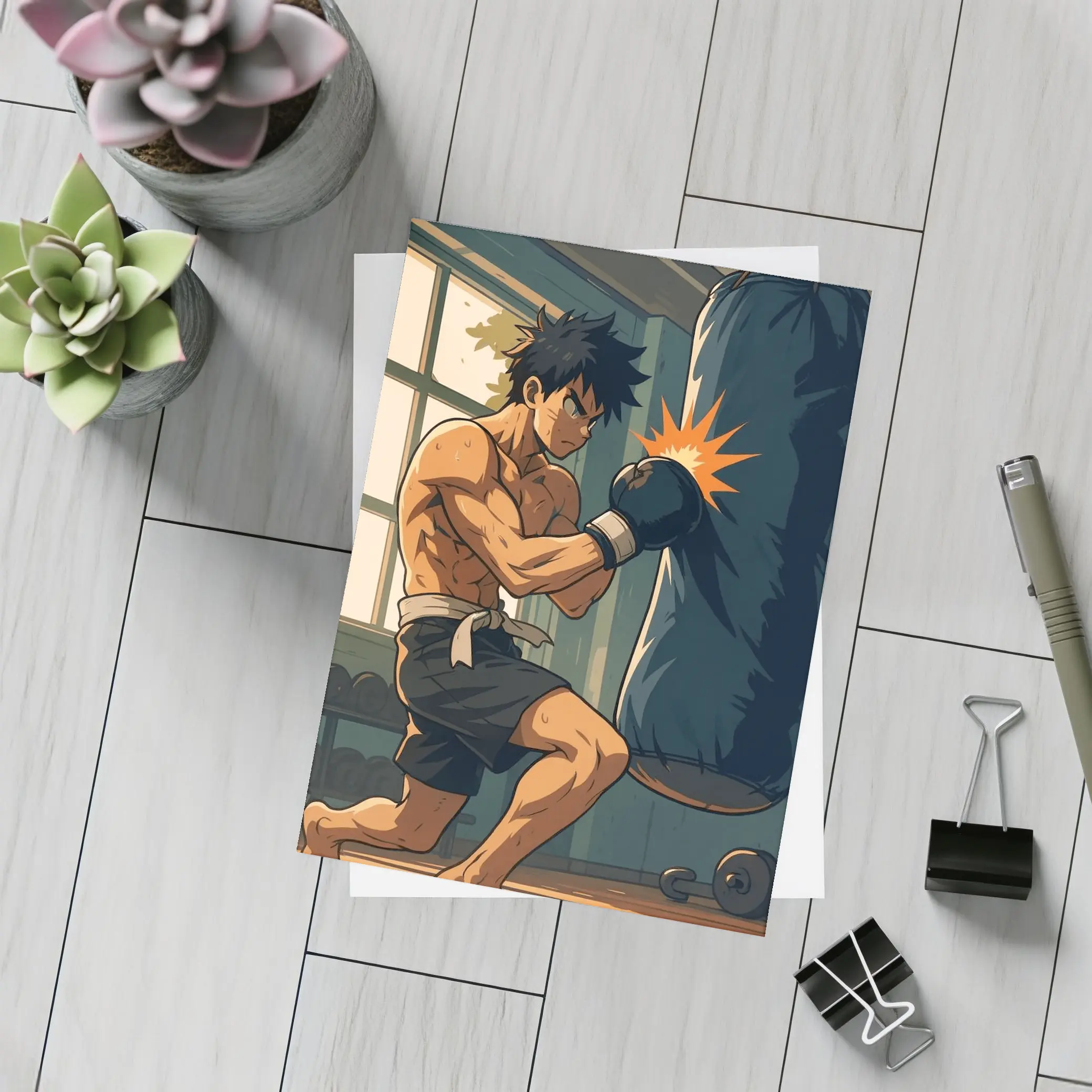 Anime Boxer Training Punch Bag Gym – Postcards