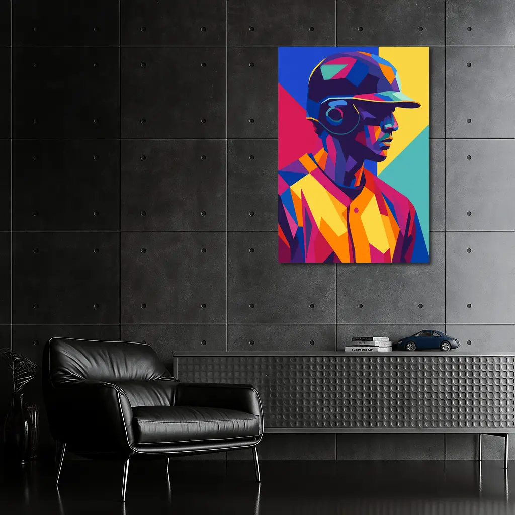 Baseball Player Bold Geometric Pop Art – Wall Art