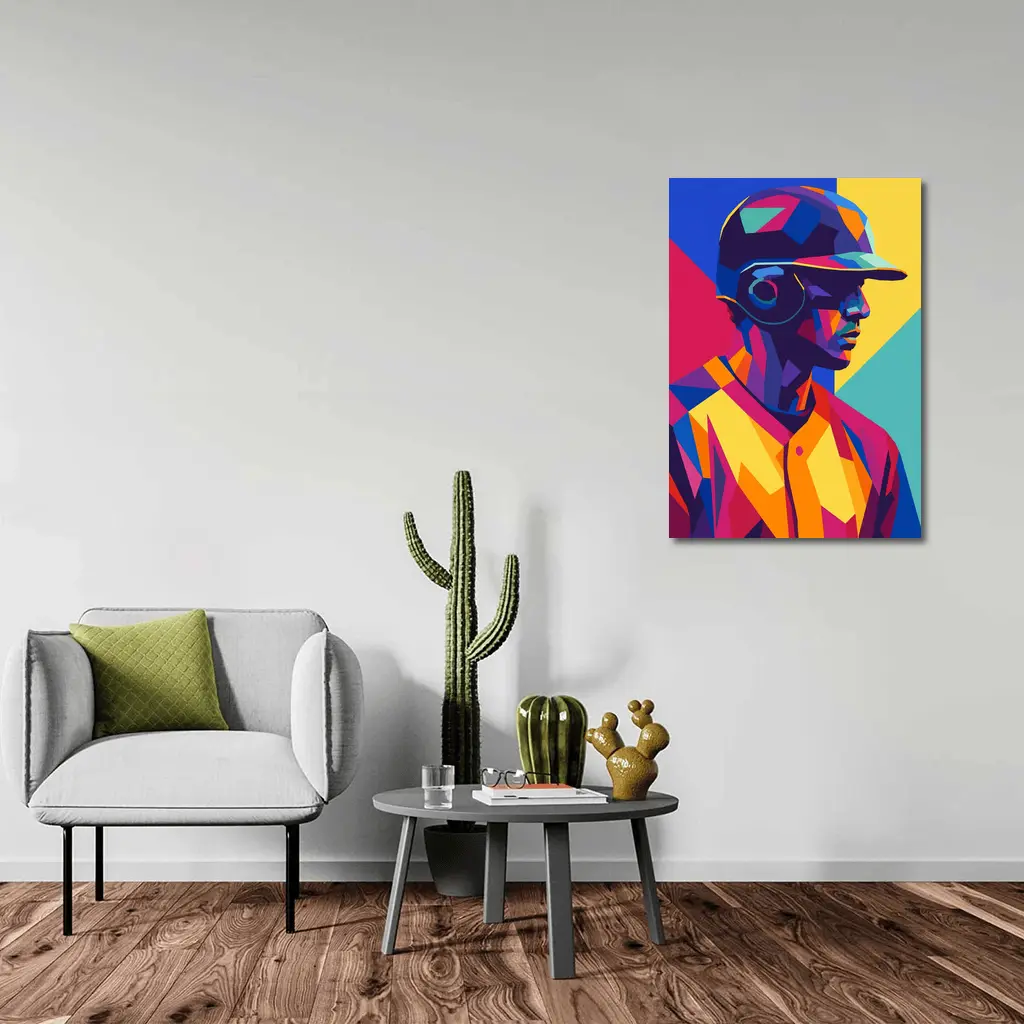 Baseball Player Bold Geometric Pop Art – Wall Art