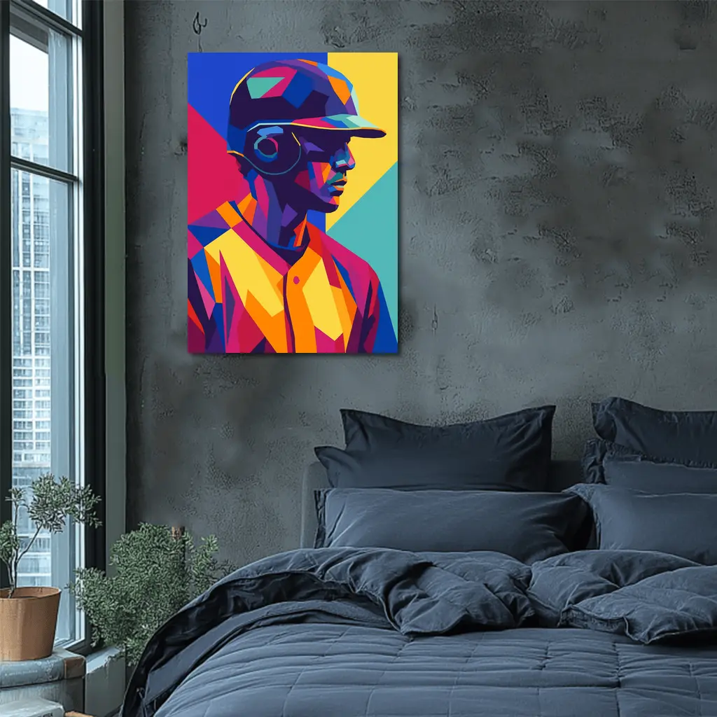 Baseball Player Bold Geometric Pop Art – Wall Art