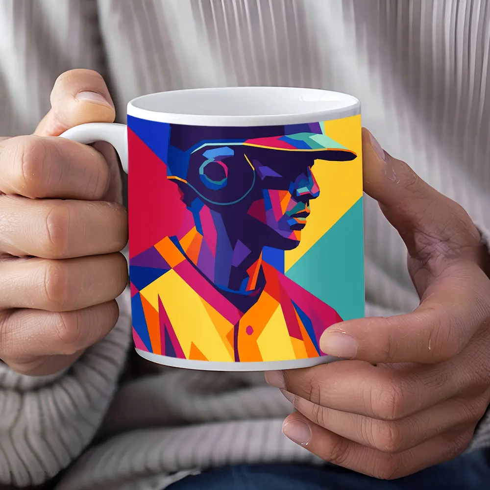 Baseball Player Bold Geometric Pop Art – Mugs