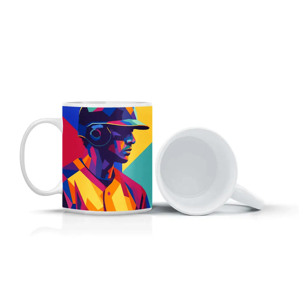 Baseball Player Bold Geometric Pop Art – Mugs