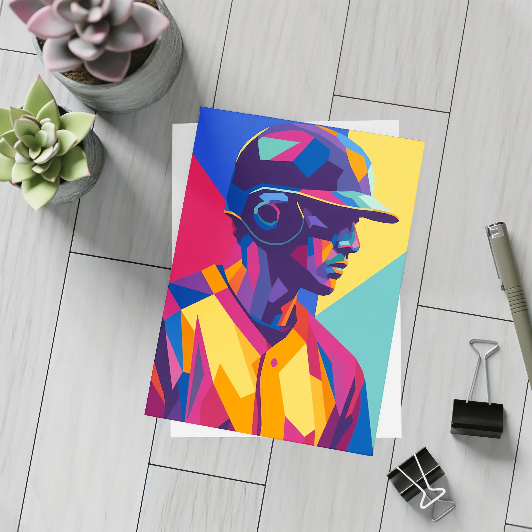 Baseball Player Bold Geometric Pop Art – Postcards