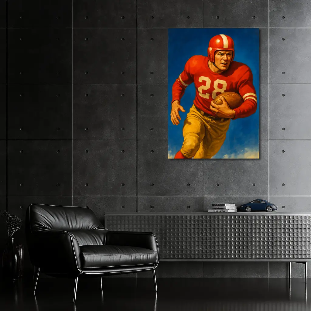 Retro Football Player Number Twenty Eight Blue – Wall Art