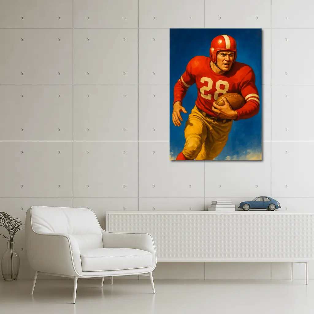 Retro Football Player Number Twenty Eight Blue – Wall Art