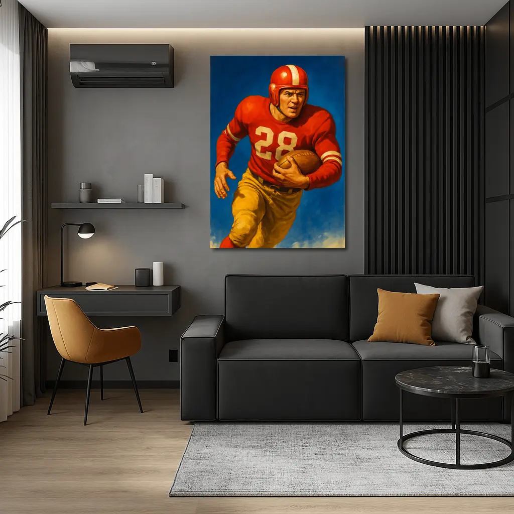 Retro Football Player Number Twenty Eight Blue – Wall Art