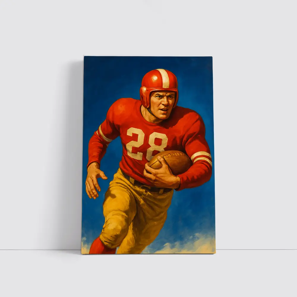 Retro Football Player Number Twenty Eight Blue – Wall Art
