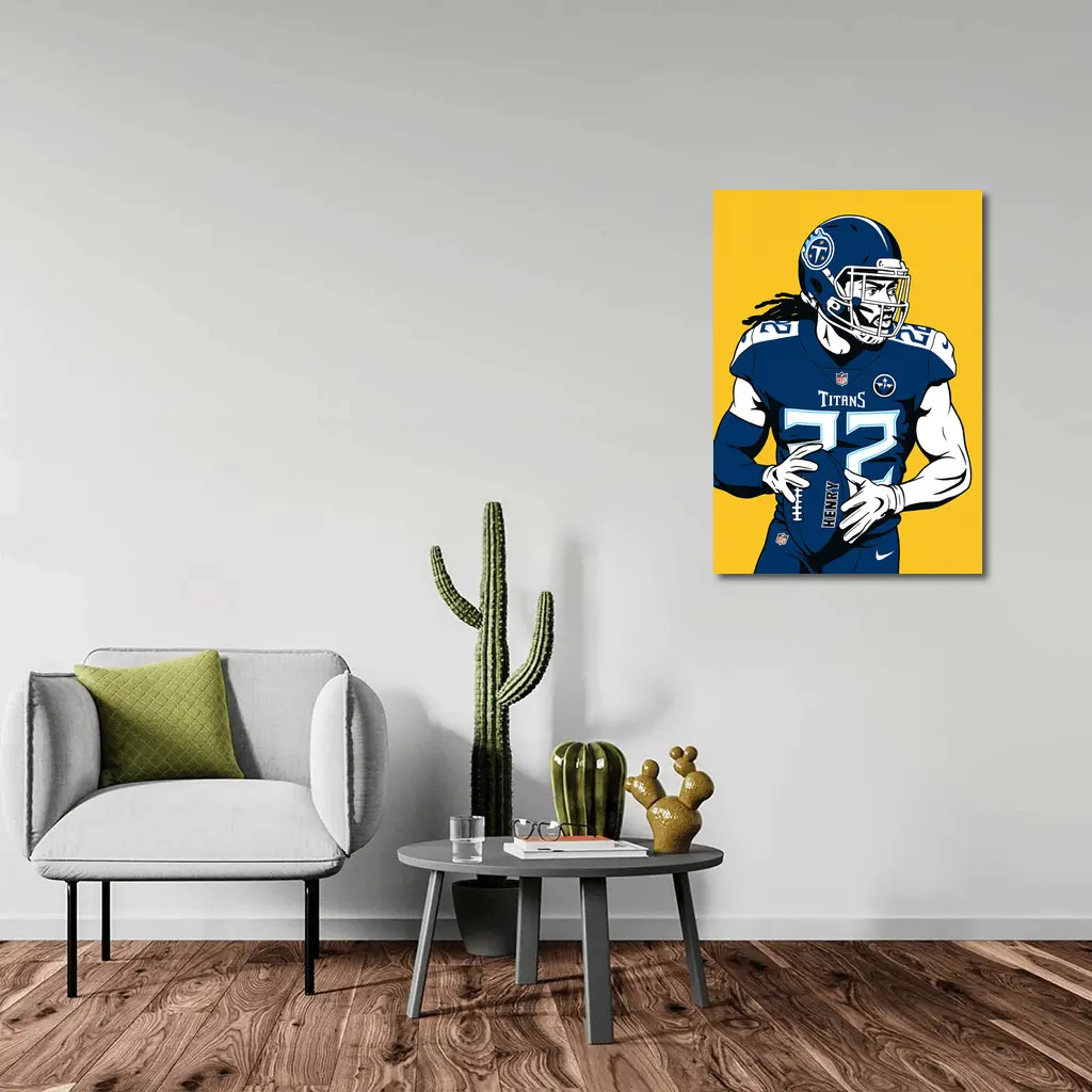 Derrick Henry Titans Football Player Yellow Background – Wall Art
