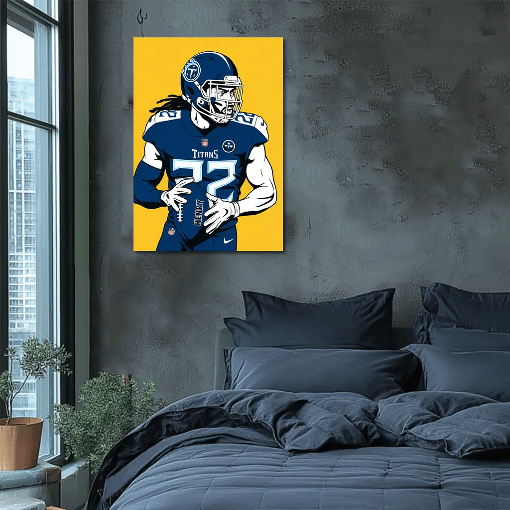 Derrick Henry Titans Football Player Yellow Background – Wall Art
