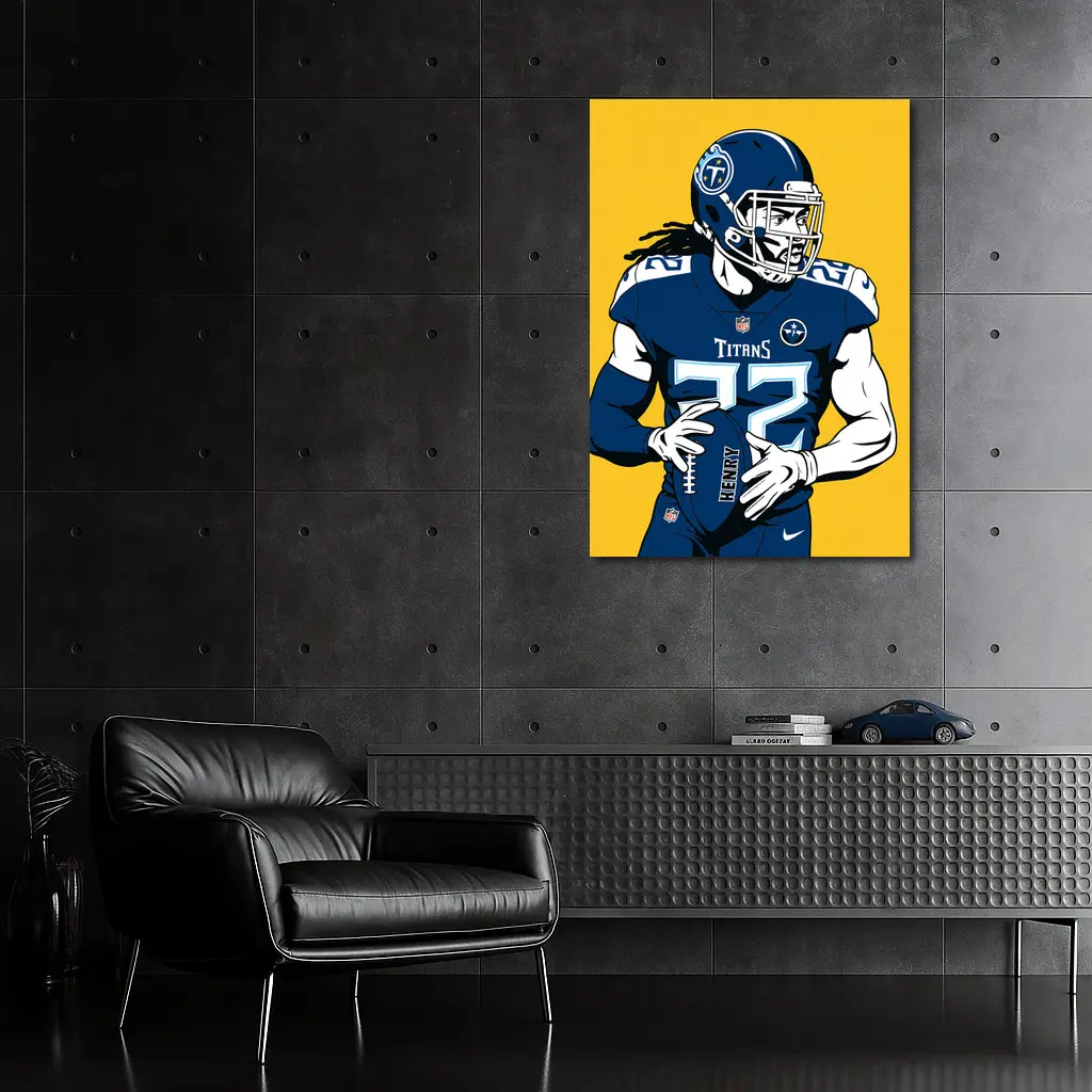 Derrick Henry Titans Football Player Yellow Background – Wall Art